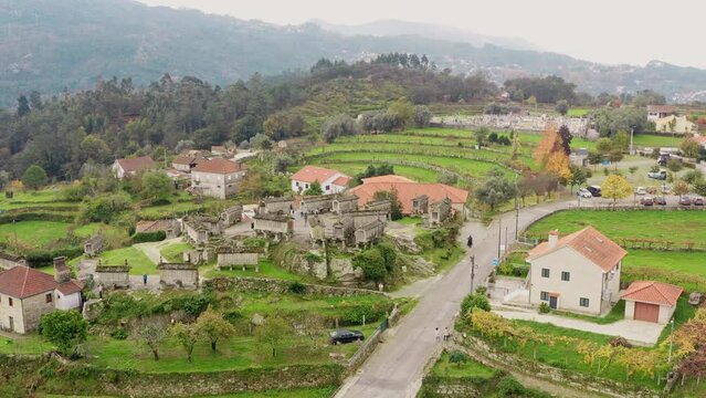 Old Espigueiros of Soajo Overlooking Rural Landscape of Northern Portugal