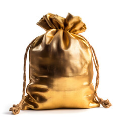 golden bag isolated on white background