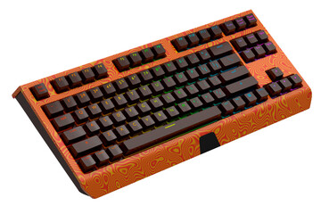 Realistic computer keyboard with seamless wavy pattern isolated on white