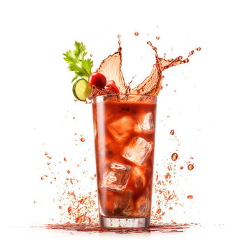 Bloody mary cocktail with garnish. 3D illustration digital art design, generative AI