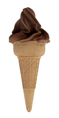 Chocolate ice cream isolated on transparent background. 3D illustration