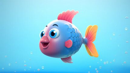 cute fish 3d rendering elements minimal backgroud