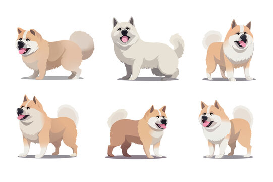 Set of dogs. Playful cartoon illustration featuring a diverse set of cute dogs with a whimsical design. Vector illustration.