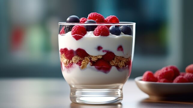 yogurt with berries HD 8K wallpaper Stock Photographic Image