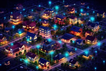 Digital community and smart homes concept