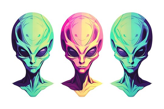 Three classic alien faces