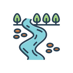 Color illustration icon for creek 