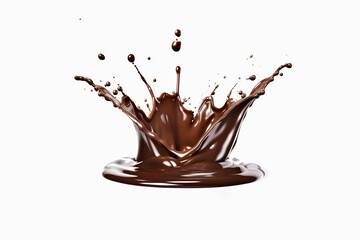 Splash of chocolate in shape of crown on white background. Generative AI