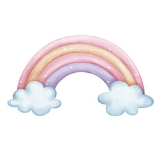 Rainbow in the sky watercolor