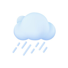 3D weather forecast icons white clouds in the rainy season with strong winds and rain