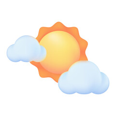 3D weather forecast icons Summer sun with bright sunlight Hot weather. 3d illustration.