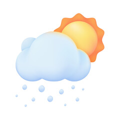 3D weather forecast icons Summer sun with thunderstorm and strong wind. 3d illustration