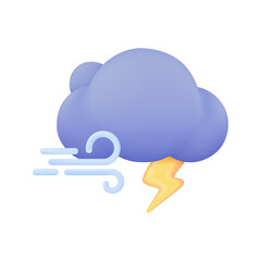 3D weather forecast icons Black cloud with thunder from a rainstorm. 3d illustration