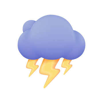 3D weather forecast icons Black cloud with thunder from a rainstorm. 3d illustration