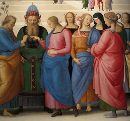 Perugino Marriage of the Virgin Painting Close Up