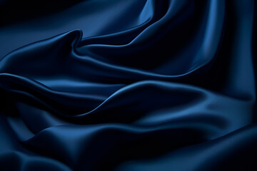 Obraz premium Smooth elegant dark blue silk or satin luxury cloth texture can use as abstract background. Luxurious background design