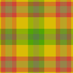 Autumn plaid red yellow and green seamless vector pattern