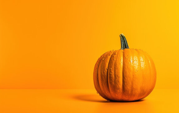 A pumpkin and color background against a yellow-orange background. Generative AI