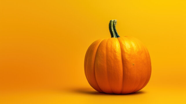 A pumpkin and color background against a yellow-orange background. Generative AI