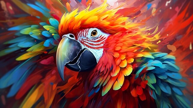 Vibrant Creativity: A Colorful Parrot's Portrait made with Generative AI