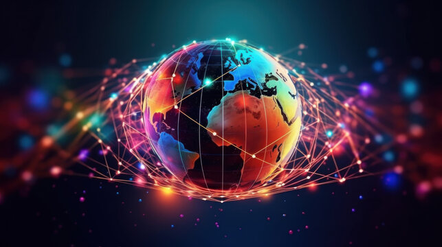 ai Online globe and payment digital marketing with global internet connection. Generative AI