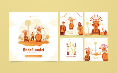 Jakarta festival fair illustration on social media post template