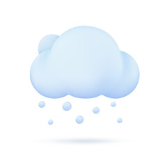 3D weather forecast icons white clouds in the rainy season with strong winds and rain