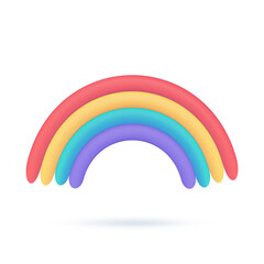 3D weather forecast icons clear sky after rain Beautiful rainbow. 3D illustration.