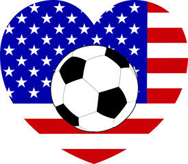 American America Flag Soccer Football Heart