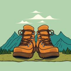 hiking boots on mountain