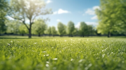 green grass field. Generative Ai. 