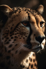 Portrait of Cheetah Dramatic and Cinematic Lighting Photography, Generative AI