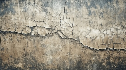 texture of an old concrete wall covered with cracks, peeling paint and rust. Generative Ai. 