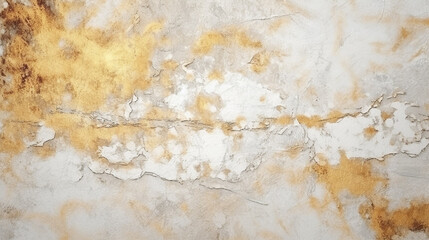 old peeling wall with splashes of gold leaf, texture. Generative Ai. 