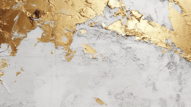 old wall with remains of gold leaf. Generative Ai. 