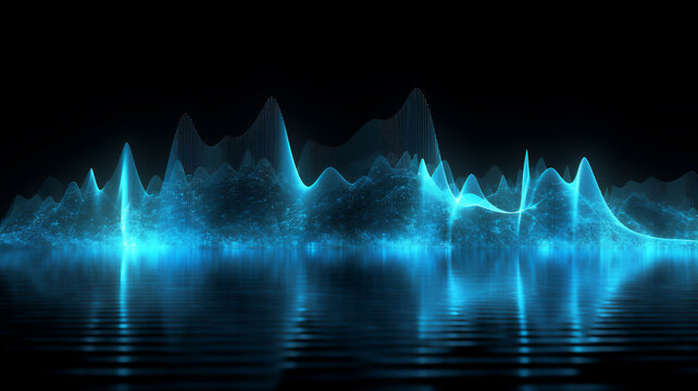 Audio soundwave scope signal as an abstract background depicting a sampled music sound wave frequency in a recording studio showing its amplitude, computer Generative AI stock illustration image