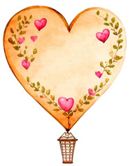 Heart-Shaped Hot Air Balloon Clipart Created with Generative AI Tools