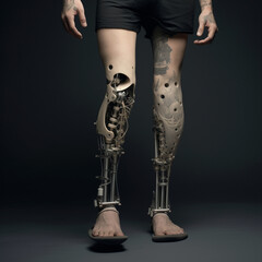 One leg prosthesis. Generative AI.