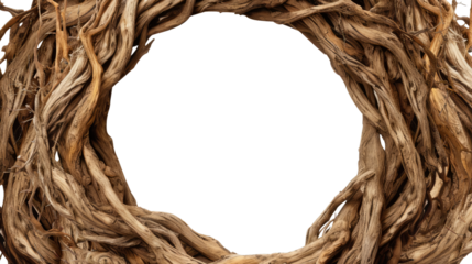 tree roots frame isolated on transparent background cutout , generative ai
