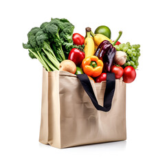 Eco-friendly shopping bag brimming with colorful produce for a healthy lifestyle.