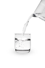 Pour the water from the glass jug into the glass sphere.