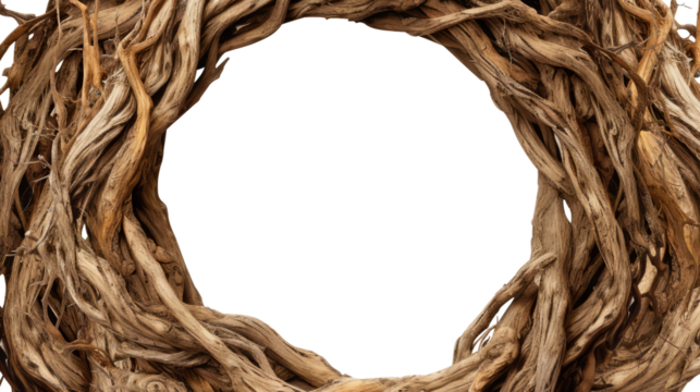 tree roots frame isolated on transparent background cutout , generative ai