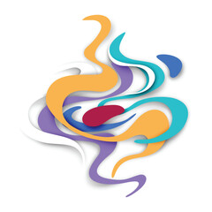 Wavy Stains Composition. Abstract Pop Art Stylization. Modern Style. Decorative Background. Vector 3d Illustration