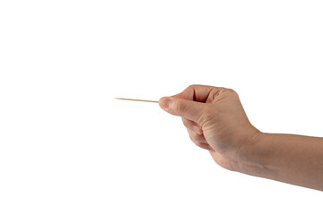 Hand with a toothpick isolated on transparent background
