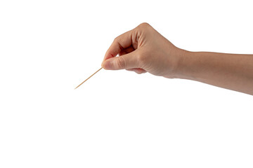 Hand with a toothpick isolated on transparent background