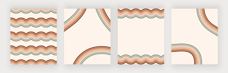 Retro backgrounds with colorful lines. Vector wall art prints 
