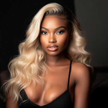 Portrait of an African American Woman Black Woman Hair Model Blonde Hair Woman Generative AI

