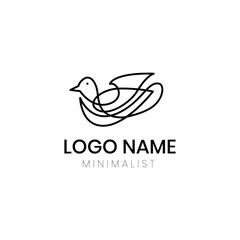 minimalist line art bird logo design 