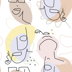 Face line pattern Abstract drawing seamless print