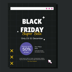 Black Friday Sale set of posters or flyers design. Vector illustration. Place for text.